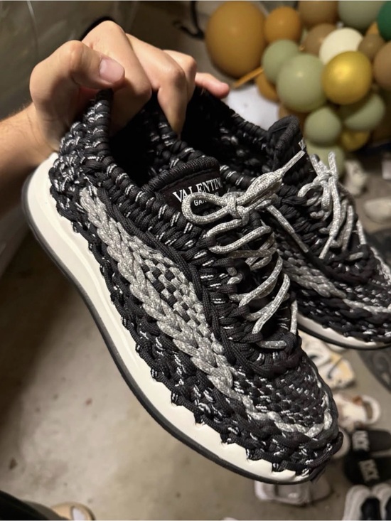Valentino Garavani Other - Valentino Garavani Black and Silver Woven Runner Sneakers crothcet size 41
